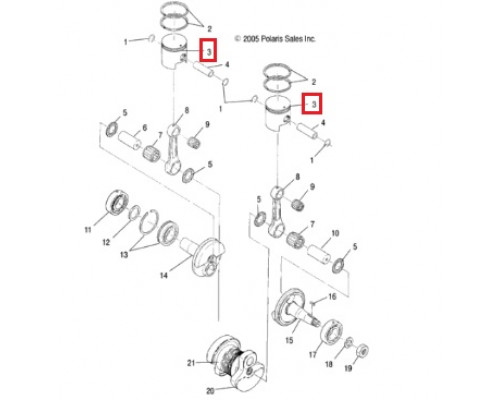 3090001 Поршень STD 72 мм Для Polaris Widetrak LX 3085458, 3085869