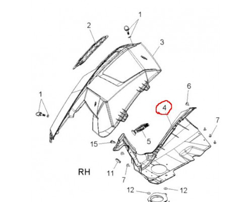 5439306-070 Нижняя Боковая Панель Правая Черная Для Polaris