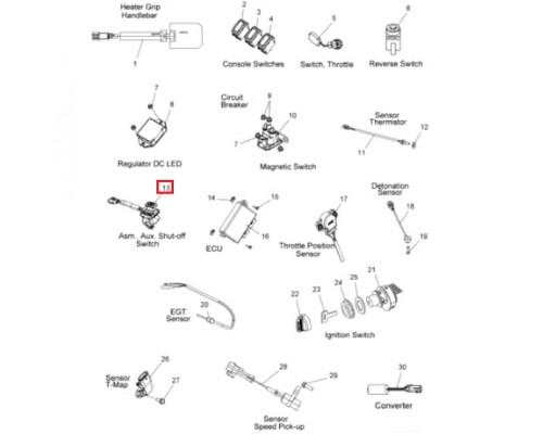 2010427 Кнопка Выключения Двигателя Для Polaris AXYS 2010406