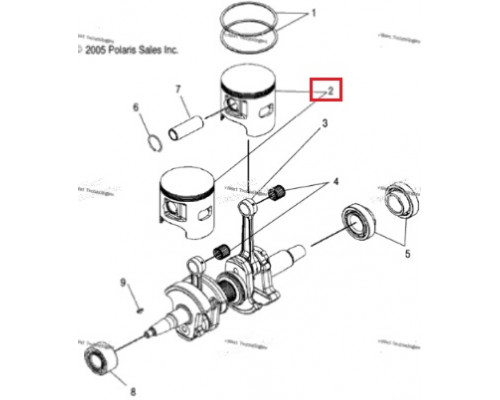 SM-09165 SPI Поршень Стандарт Для Polaris 900 2202811, 2203098