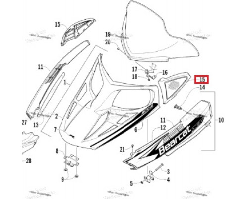 5606-925 Вентиляционная Панель Левая Черная Для Arctic Cat 4606-589