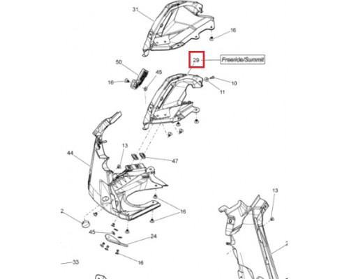 502007337 Панель Нижняя Правая Красная Для Ski Doo