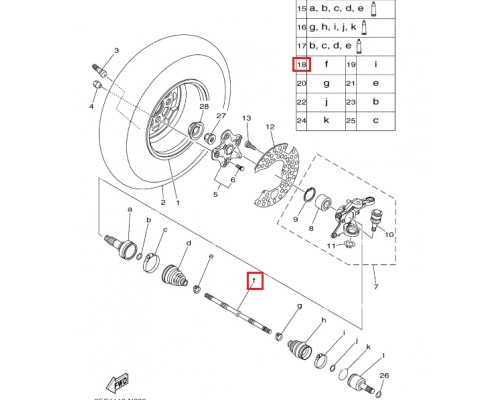 28P-2518E-00-00 Вал Переднего Привода Для Yamaha GRIZZLY, KODIAK