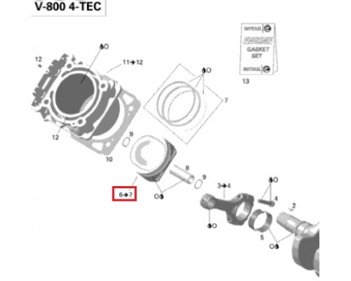 420685714 Поршень Двигателя V800 Для Ski Doo 420296775, 420296770