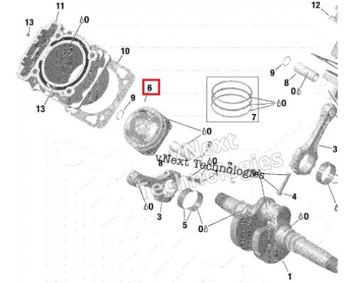 420685714 Поршень Двигателя V800 Для Ski Doo 420296775, 420296770