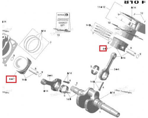 BD-420296770 Поршень Двигателя V800 Для Ski Doo 420685714, 420296775, 420296770