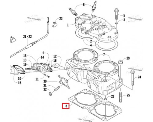 3007-523 Прокладка Цилиндров Для Arctic Cat 800 2007-2009