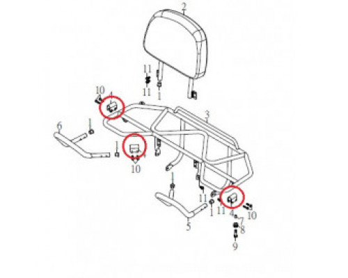 52850-MAL-0010 Кронштейн крепления задних ручек багажника для квадроциклов Baltmotors Jumbo 700 52850-MAL-0010