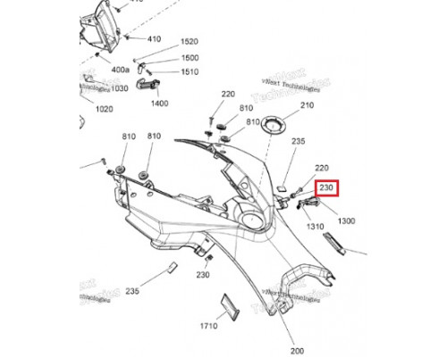 250100198 Клипса Пластика Для Ski Doo 250100113,  250000048