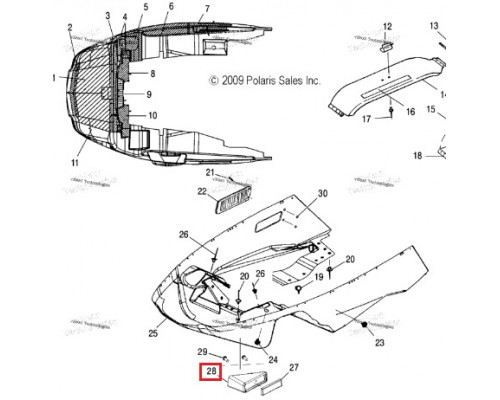 2633953 Катафот Правый В Сборе Для Polaris WIDETRAK LX