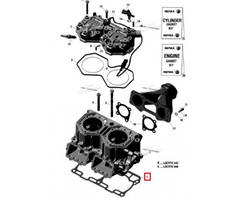 420831023 Прокладка Под Цилиндры Для Ski Doo 850 E-TEC