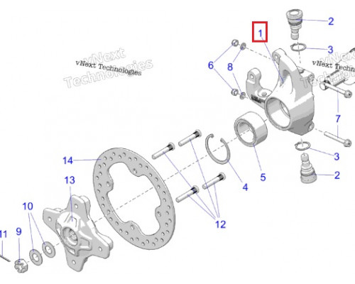 5143613 Цапфа Передней Подвески Левая Для Polaris 5136733, 2204254