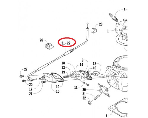 3007-456 Кабель Выпускного Клапана Короткий Для Arctic Cat