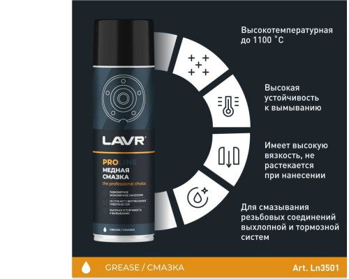 LN3509 LAVR PROLINE Cмазка Медная 650 МЛ Аэрозоль