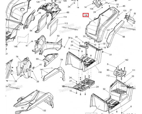 705005221 Крыло Заднее Правое Черное Для BRP Can Am Outlander