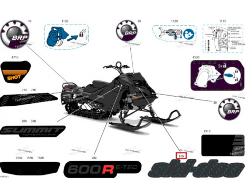 516011491 Наклейка Капота Ski-Doo Для Ski Doo SUMMIT REV Gen5