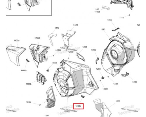 517308586 Крепеж Боковой Панели Левый Для Ski Doo SUMMIT, FREERIDE REV Gen5