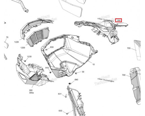 502008262 Боковая Панель Передняя Нижняя Правая Черная Для Ski Doo FREERIDE, SUMMIT Gen5