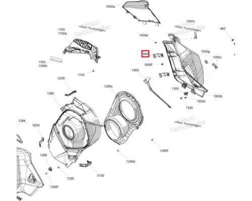 517308267 Крепеж Боковой Панели Правый Для Ski Doo SUMMIT, FREERIDE REV Gen5