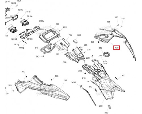 517308408 Панель Боковая Задняя Правая Черная Для Ski Doo FREERIDE, SUMMIT Gen5