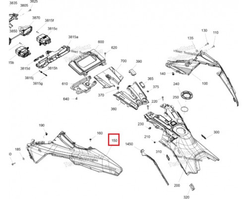 517308409 Панель Боковая Задняя Левая Черная Для Ski Doo FREERIDE, SUMMIT Gen5