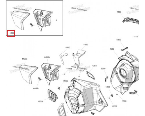 517308491 Панель Боковая Левая Для Ski Doo FREERIDE, SUMMIT Gen5 517308492