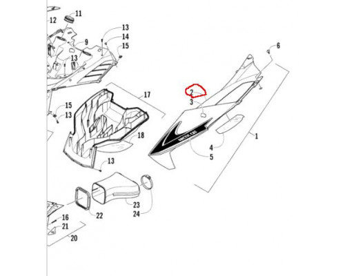 3718-612 Панель Боковая Правая Белая Для Arctic Cat M800