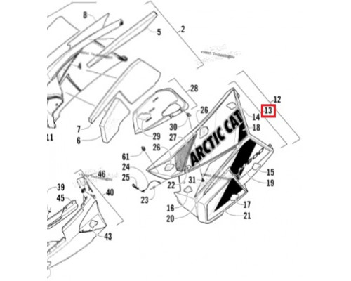 3718-659 Панель Боковая Левая Черная Для Arctic Cat 3718-667