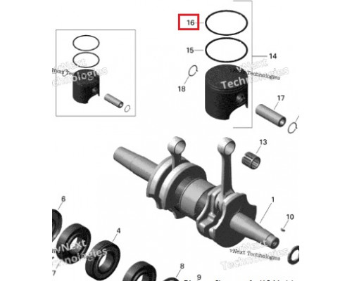 420815157 Поршневое Кольцо +0,5 мм Для Ski Doo 550F 420815152