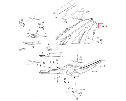 502008017 Боковая Панель Левая Черная Для Ski Doo 502006919, 502007201, 502007294