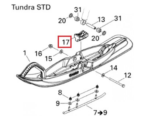 505072593 Демпфирующая Подушка Под Лыжу Для Ski Doo Tundra