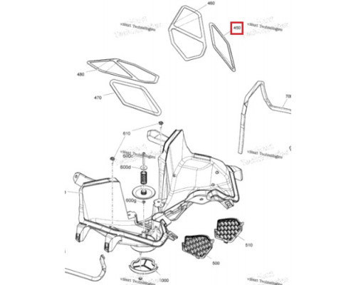 508001035 Сетка Воздухозаборника Нижняя Правая Для Ski Doo REV Gen4 Summit, Freeride