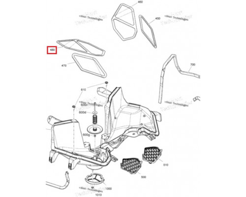 508001038 Сетка Воздухозаборника Верхняя Левая Для Ski Doo REV Gen4 Summit, Freeride