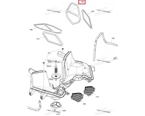 508001040 Сетка Воздухозаборника Верхняя Правая Для Ski Doo REV Gen4 Summit, Freeride