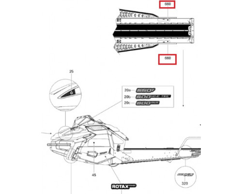 516005154 Наклейка На Верхнюю Часть Туннеля Для Ski Doo