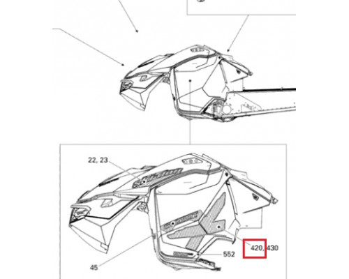 516006062 Наклейка X Для Правой Боковой Панели Для Ski Doo SUMMIT