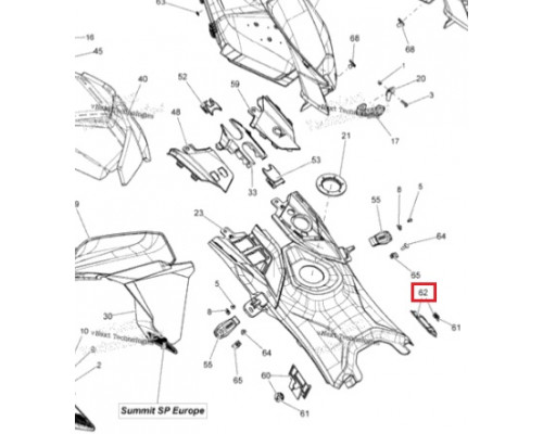 517305144 Ответная Часть Защелки Правой Боковой Панели Для Ski Doo 517305493, 517305724