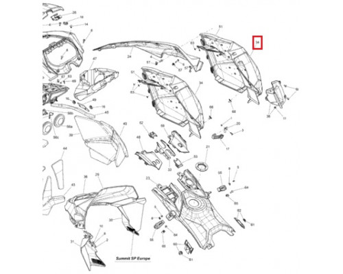 517305507 Панель Пластиковая Правая Черная Для Ski Doo