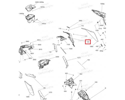 517306007 Боковая Панель Капота Правая Черная Для Ski Doo Gen4