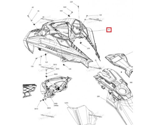 517307434 Капот Серый Для Ski Doo REV Gen4 FREERIDE, SUMMIT