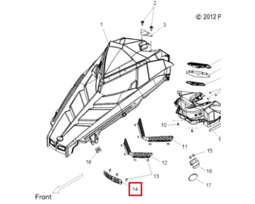 5255067 Вентиляционная Решетка Капота Передняя Для Polaris RMK