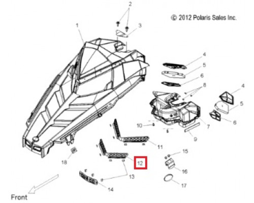 5255068 Вентиляционная Решетка Капота Для Polaris RMK 5252665-067