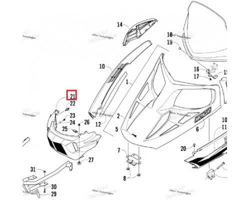 5606-351 Передняя Панель Капота Черная Для Arctic Cat BEARCAT 570 2010-2016