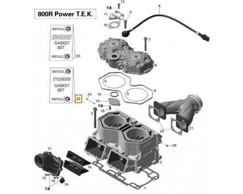 09-710302 SPI Комплект Прокладок Двигателя Rotax 800R P-TEK Для Ski Doo 420892475, 420892476, 420892477