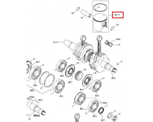 09-784-02 SPI Поршень +0.5 мм Для Ski Doo 420888445, 420888442