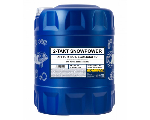 1445 MANNOL SNOWPOWER Моторное Синтетическое 2Т Двухтактное Масло 20 Литров