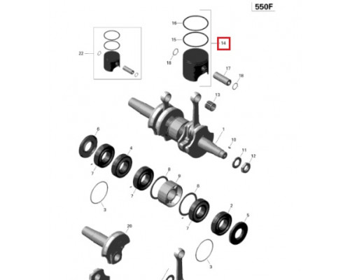 SM-09081 SPI Поршень Стандарт Для Ski Doo 552F 420889050