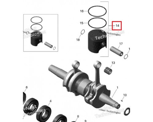 SM-09081-1 SPI Поршень +0.25 мм Для Ski Doo 552F 420889051