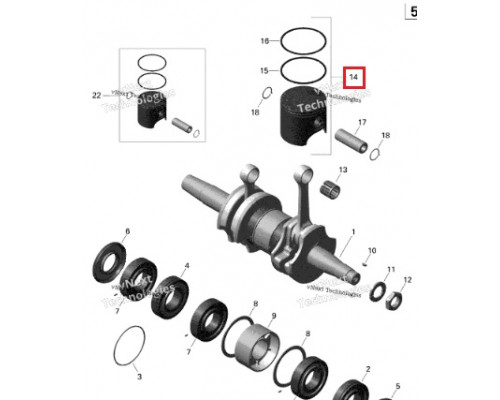 SM-09081-2 SPI Поршень +0.5 мм Для Ski Doo 552F 420889052