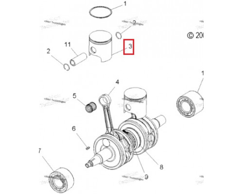 SM-09214 SPI Поршень Стандарт Для Polaris 700 2203606, 2203707, 2203312, 2203512